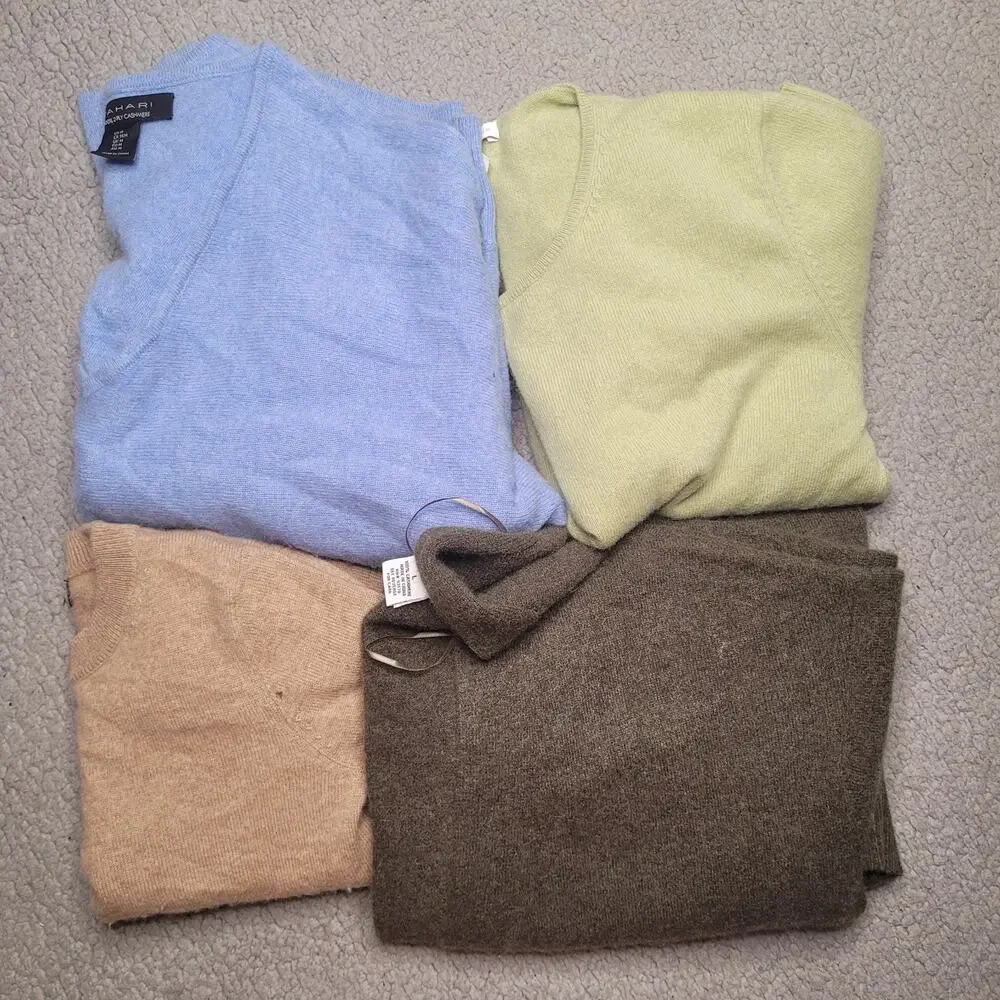 4pc CASHMERE Sweaters Tops Lot Crafts Cutter Flaws Holes‎ Upcycle Fabric DIY